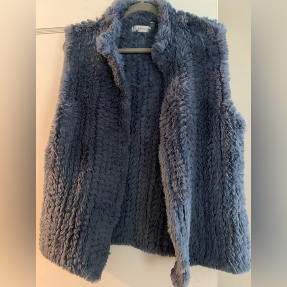 Neiman Marcus faux fur Smokey blue vest. XL